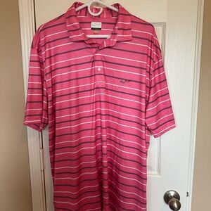 Greg Norman Collection Pink Striped Polo Shirt